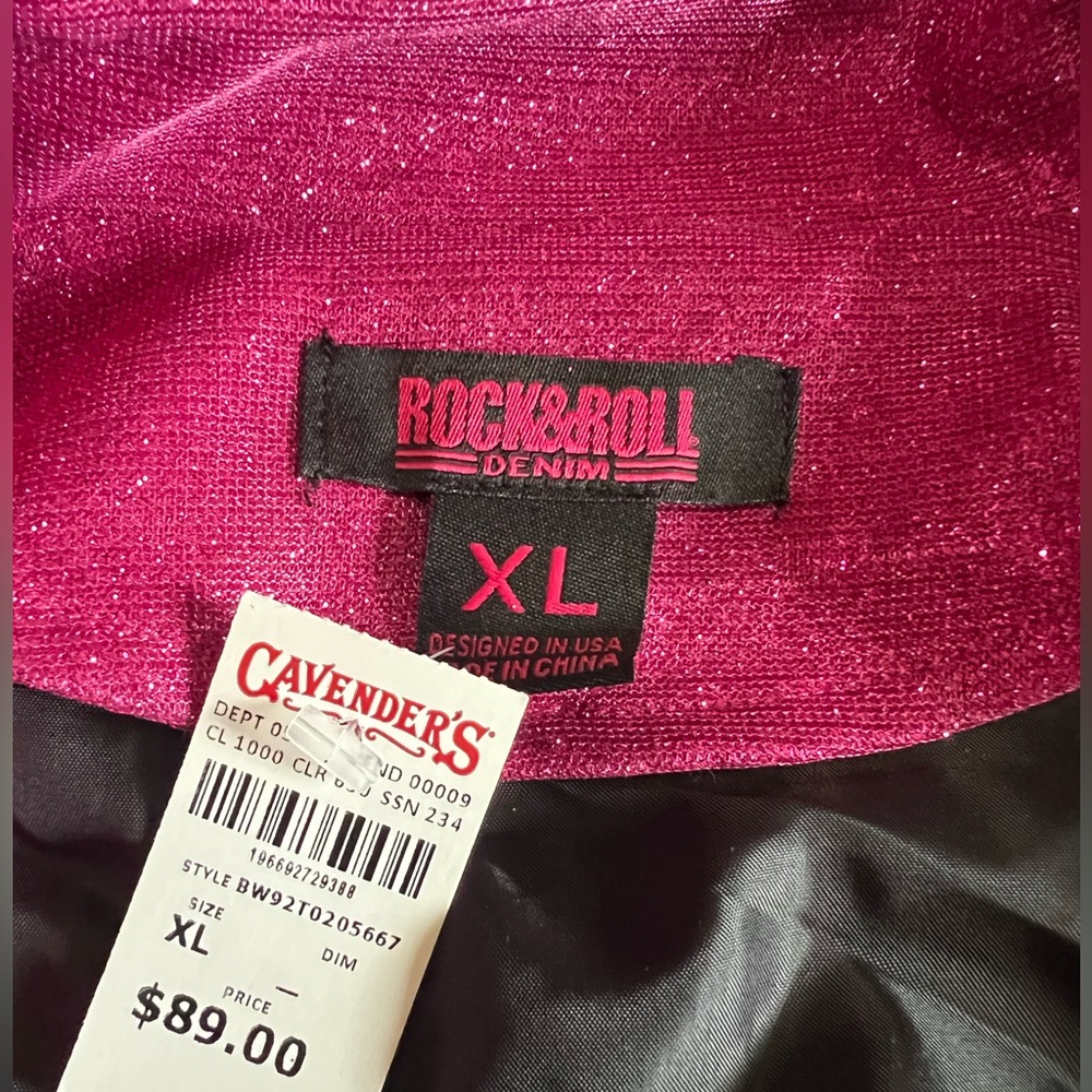 NWT Rock & Roll Denim Woman’s Lightweight Hot Pink Glitter Blazer Size XL - Picture 13 of 13